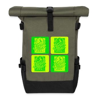 Design rétro d’astronomie - Sac à dos roll top - olive/noir - Devant