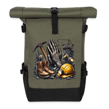 Mining is life - Roll Top Backpack - olive/black - Front