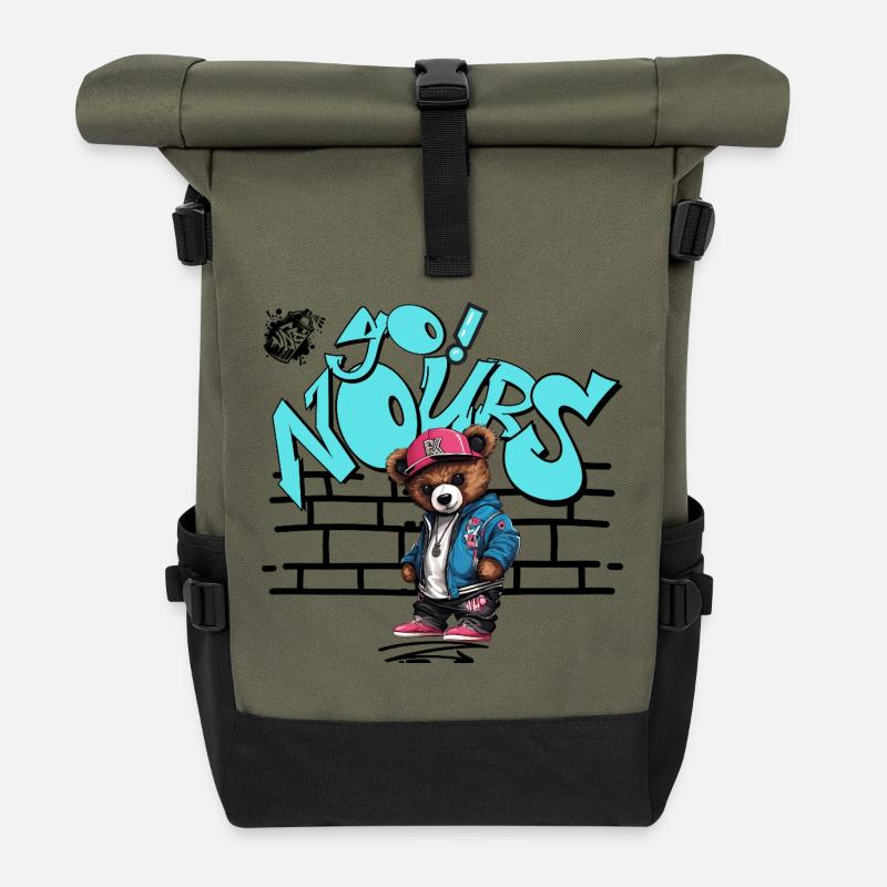Yo! Nours - Sac à dos roll top - olive/noir