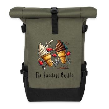 Der süße Wettkampf / Eiscreme - Rolltop Rucksack - Olive/Schwarz - Vorne