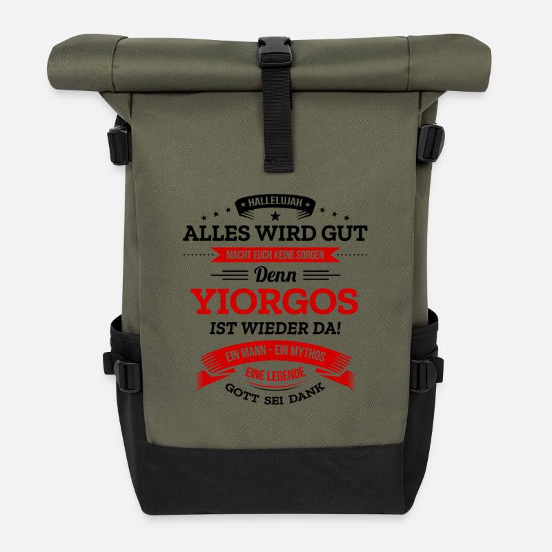 ALLES WIRD GUT, DIE LEGENDE YIORGOS IST DA - Rolltop Rucksack - Olive/Schwarz