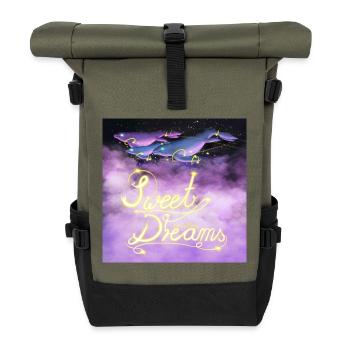 Sweet Dreams Space-Whale - Sac à dos roll top - olive/noir - Devant