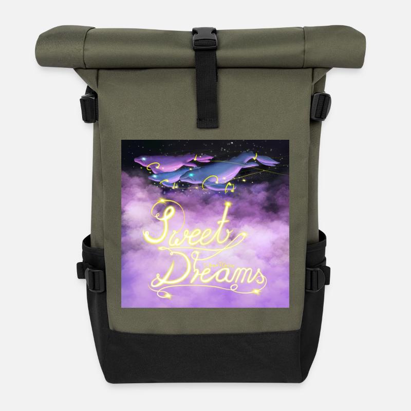 Sweet Dreams Space-Whale - Rolltop Rucksack - Olive/Schwarz