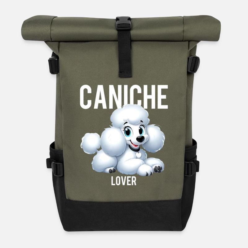 Poodle Lover - Roll Top Backpack - olive/black