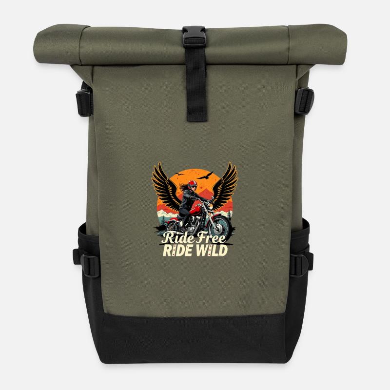 Ride Free Ride Wild - Sac à dos roll top - olive/noir