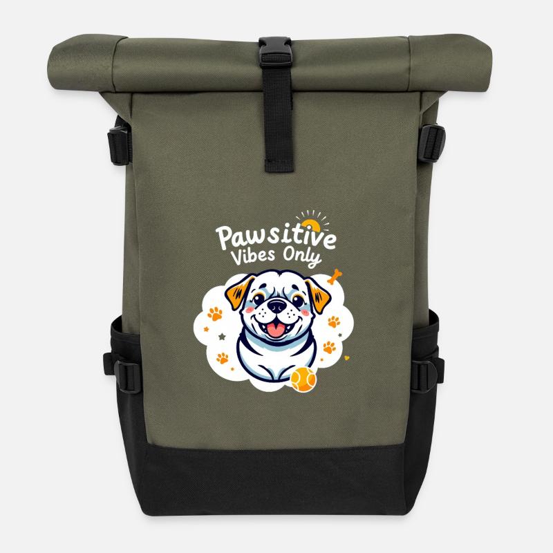 Pawsitive Vibes Only - Sac à dos roll top - olive/noir