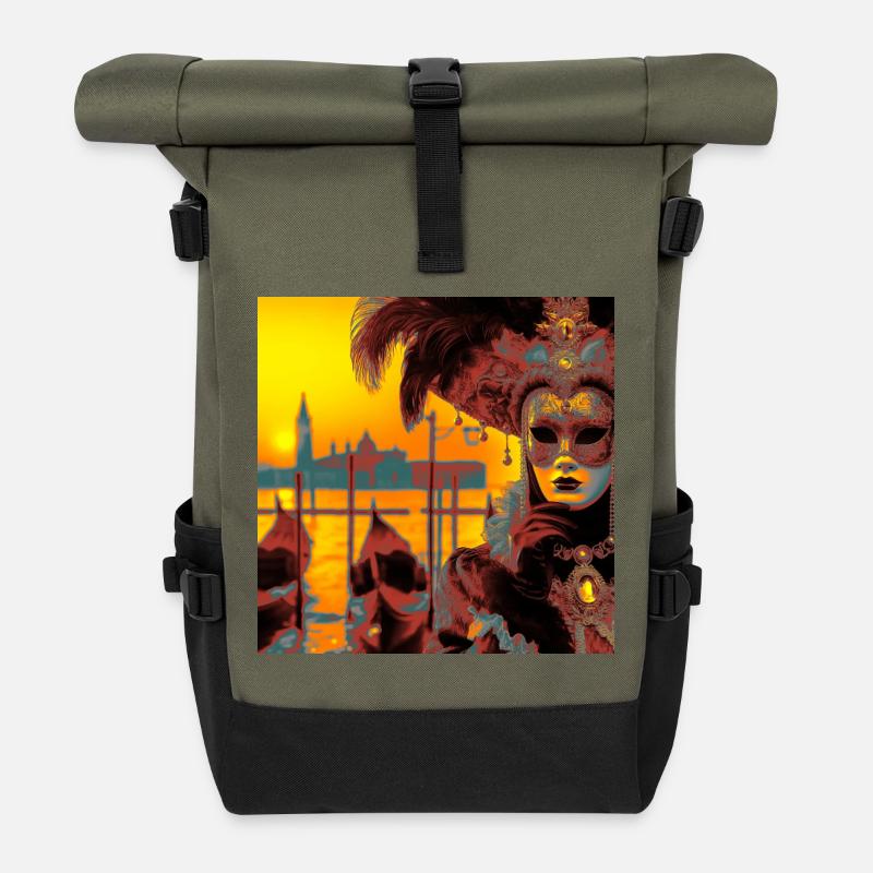 Carnaval Venitien - Sac à dos roll top - olive/noir