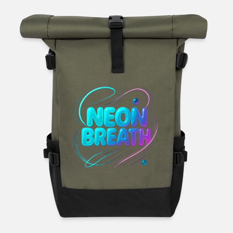 Neon Breath - Rolltop Rucksack - Olive/Schwarz