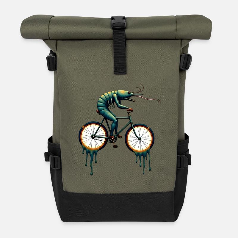 Traumhaftes Radsport-Krustentier - Rolltop Rucksack - Olive/Schwarz