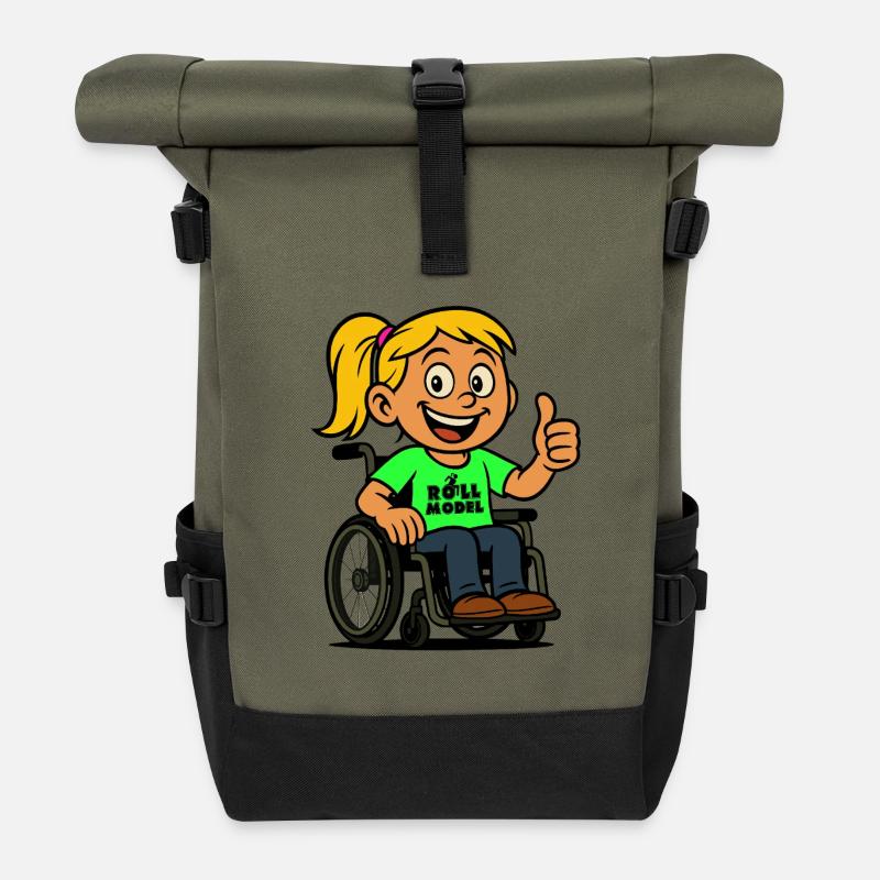 Lolla Vorbild der Rollstuhlfahrer. Rollstuhl # - Rolltop Rucksack - Olive/Schwarz