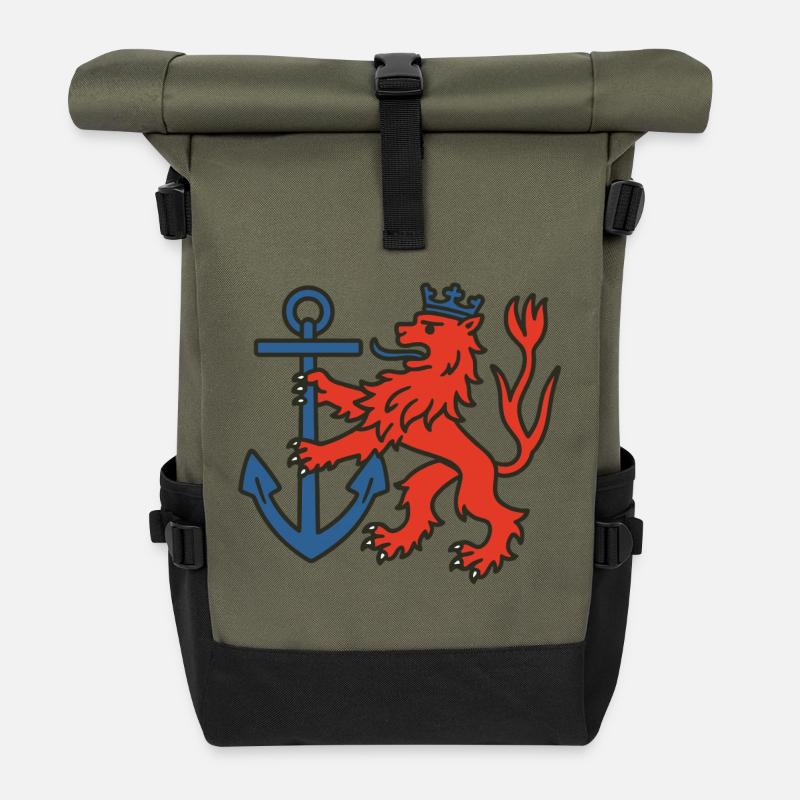 Düsseldorfer Löwe - Rolltop Rucksack - Olive/Schwarz
