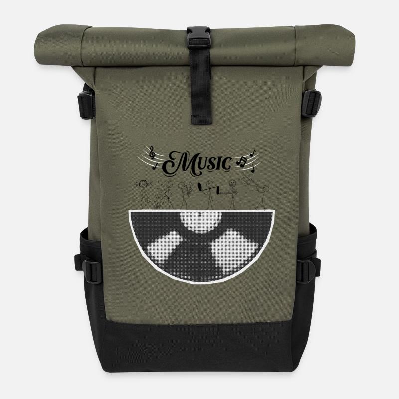 Ein halber Musikzylinder - Rolltop Rucksack - Olive/Schwarz