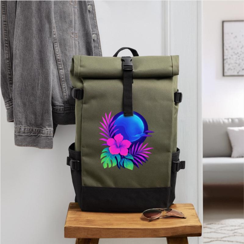Neon Tropic Moon Rolltop Rucksack