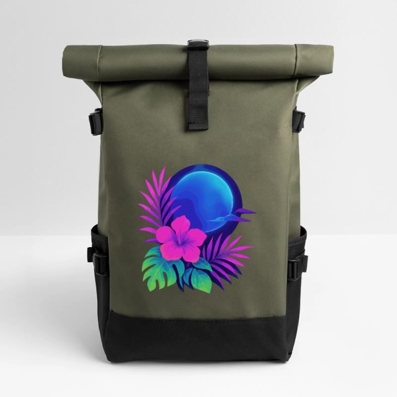 Neon Tropic Moon Rolltop Rucksack