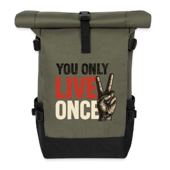 You only live vintage once - Roll Top Backpack - olive/black - Front