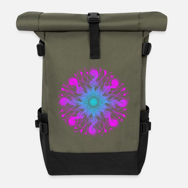 Psyche Mandala - Rolltop Rucksack - Olive/Schwarz