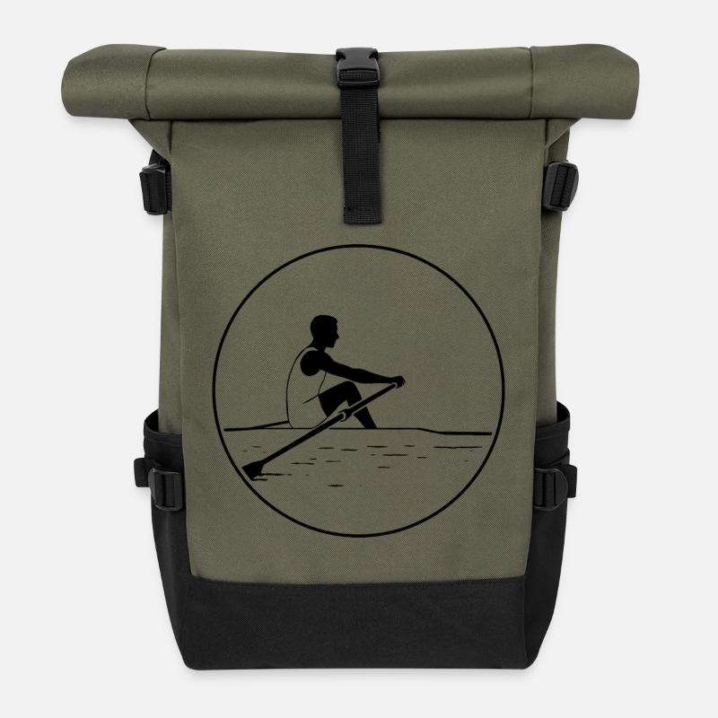 Ein Ruderer - Rolltop Rucksack - Olive/Schwarz