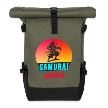Samurai Japan Sunset Design - Roll Top Backpack - olive/black - Front