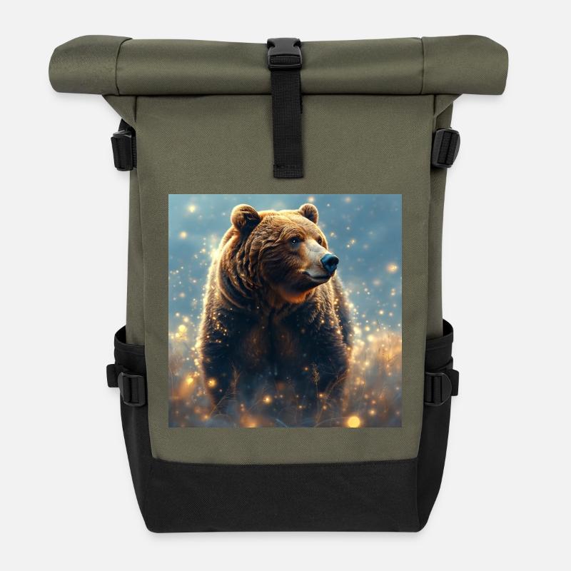 Krafttier Braunbär - Rolltop Rucksack - Olive/Schwarz