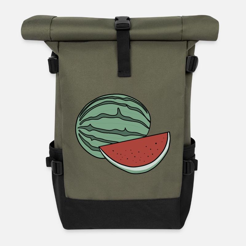 Leckere Frucht-Wassermelone - Rolltop Rucksack - Olive/Schwarz