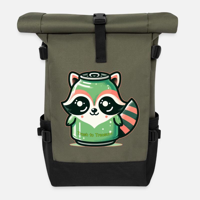 Müll zum Schatz - Rolltop Rucksack - Olive/Schwarz