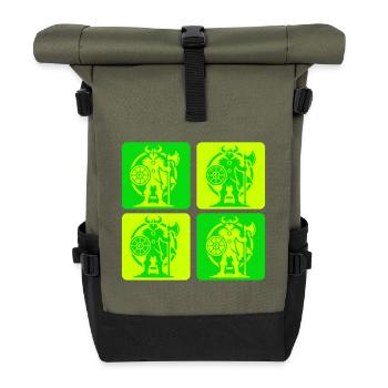 Norse Viking Silhouette - Roll Top Backpack - olive/black - Front