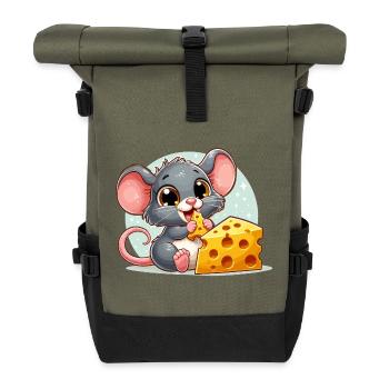 Käse Maus lecker Käse macht glücklich Geschenk - Rolltop Rucksack - Olive/Schwarz - Vorne