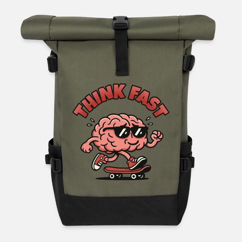 Denk an Fast Brain Skate. - Rolltop Rucksack - Olive/Schwarz