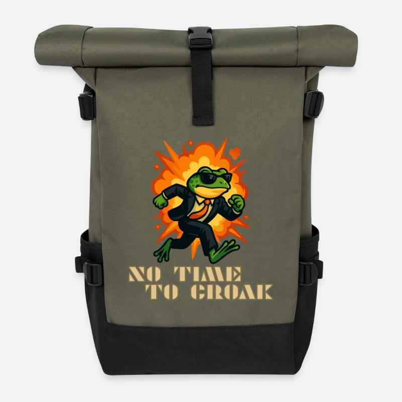 Seeds in a suit - No time for chillax - Roll Top Backpack - olive/black