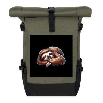 Cool bleiben immer mit der Ruhe lustiges Faultier - Rolltop Rucksack - Olive/Schwarz - Vorne