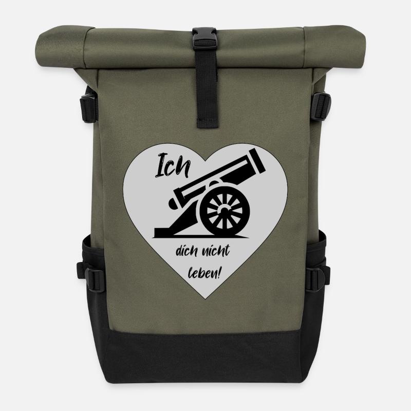 Ich Kanone dich nicht leben - Rolltop Rucksack - Olive/Schwarz