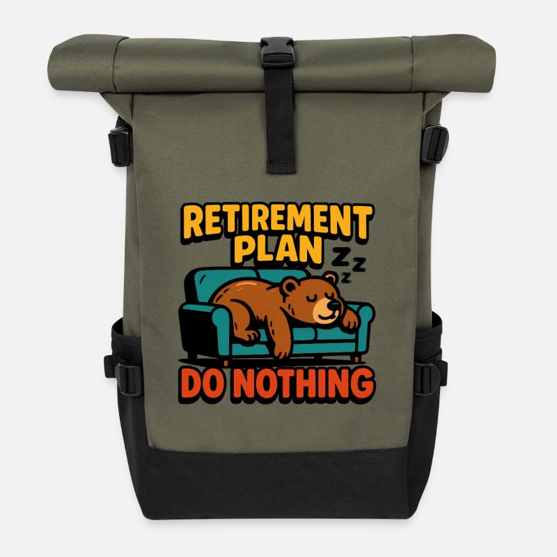 Retirement plan: doing nothing - Roll Top Backpack - olive/black