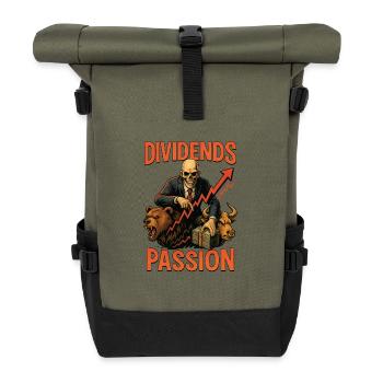 Dividends Passion Stock Market - Roll Top Backpack - olive/black - Front