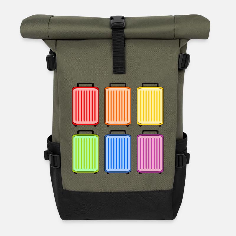 KOFFER REGENBOGEN - Rolltop Rucksack - Olive/Schwarz
