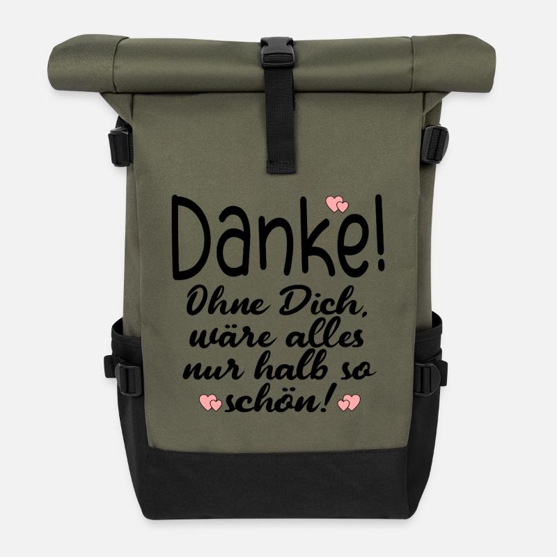 DANKE PARTNERSCHAFT FREUNDSCHAFT - Rolltop Rucksack - Olive/Schwarz