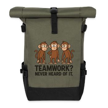 Exploring monkey friendship with humor - Roll Top Backpack - olive/black - Front