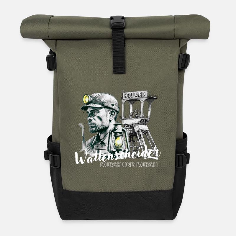 Wattenscheider durch und durch - Rolltop Rucksack - Olive/Schwarz