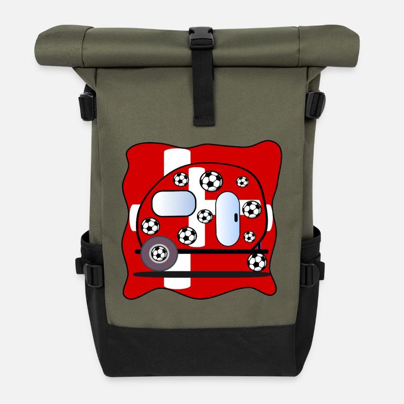 Fußball Camping Dänemark - Rolltop Rucksack - Olive/Schwarz