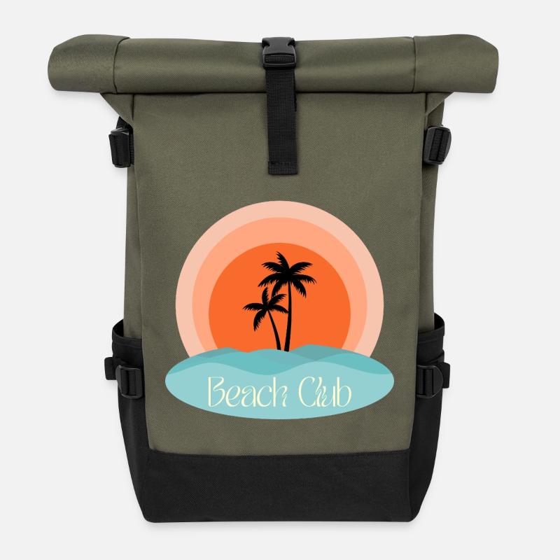 Beach Club Sunset - Roll Top Backpack - olive/black