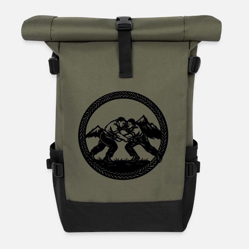 Schwinger_1_black - Rolltop Rucksack - Olive/Schwarz