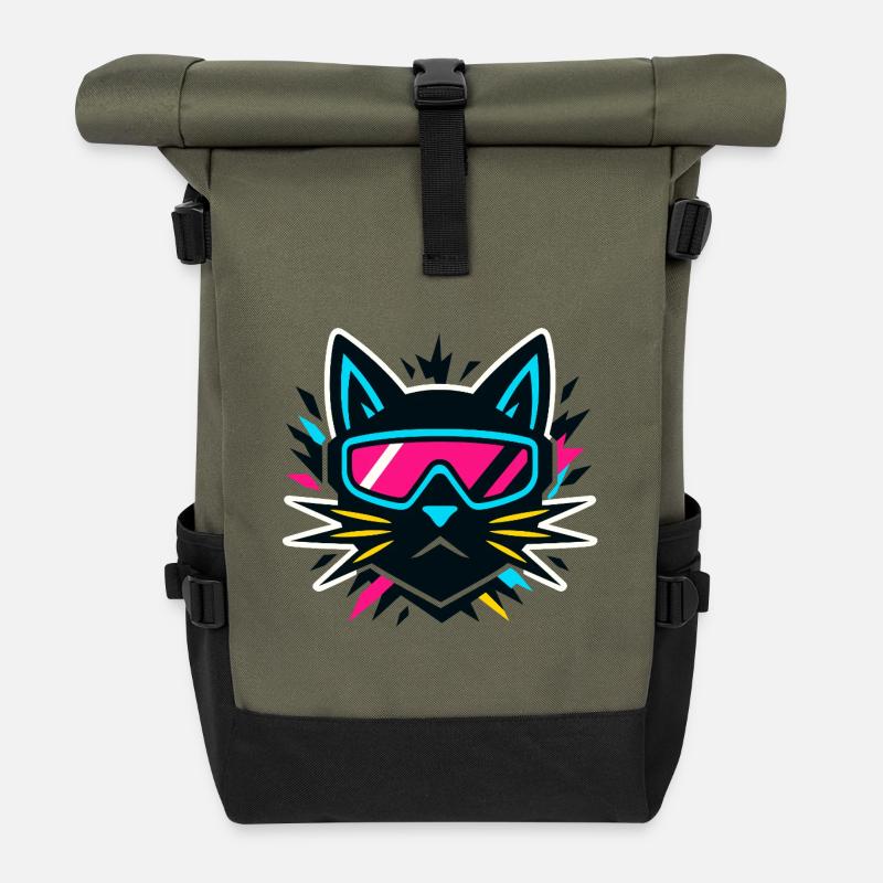 Cyber Cat - Rolltop Rucksack - Olive/Schwarz
