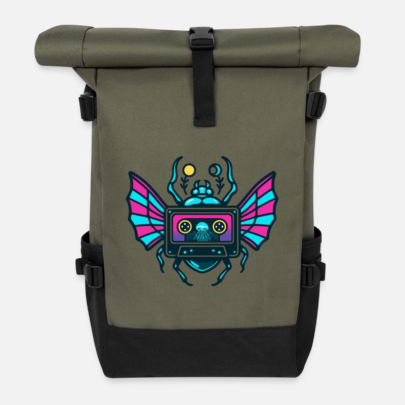 Neon Mixtape Scarab - Roll Top Backpack - olive/black