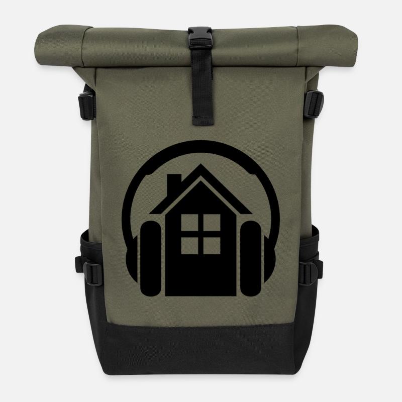 House Music - Roll Top Backpack - olive/black