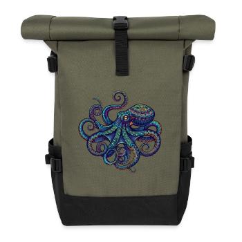 Octopus - Roll Top Backpack - olive/black - Front