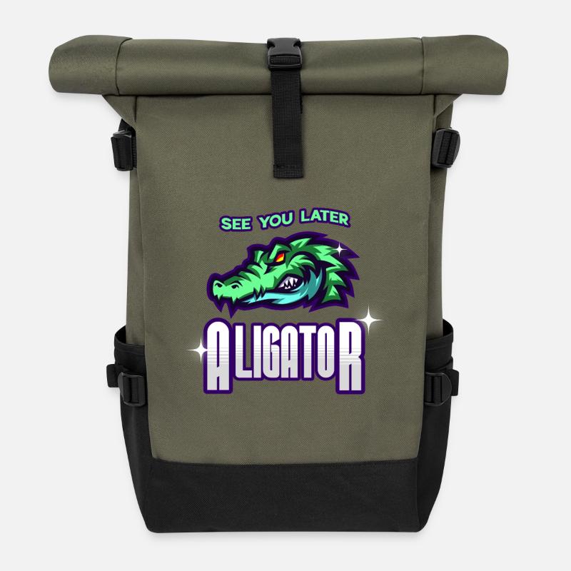 See You Later Aligator - Rolltop Rucksack - Olive/Schwarz