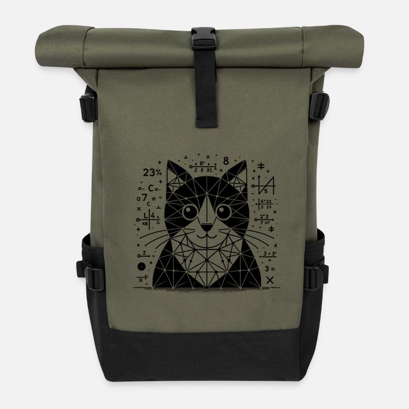 Chat des mathématiciens et des astronomes - Sac à dos roll top - olive/noir