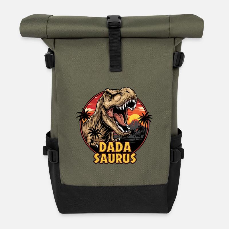 Tyrannosaure Dada Saurus Sunset - Sac à dos roll top - olive/noir