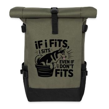 Husky Si je rentre, je m'assois même si je ne rentre pas - Sac à dos roll top - olive/noir - Devant