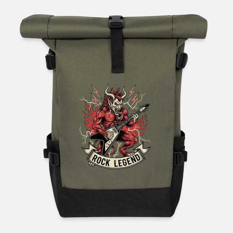 Illustration de roche de démon mythique - Sac à dos roll top - olive/noir