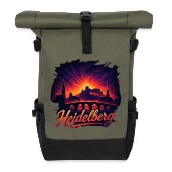 Heidelberg city silhouette magnificent gift - Roll Top Backpack - olive/black - Front